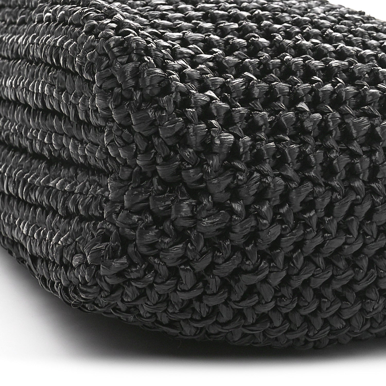 Prada Yarn Raffia Effect Crochet Small Logo Tote Black 9 of 9