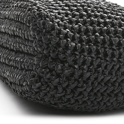 Prada Yarn Raffia Effect Crochet Small Logo Tote Black 9 of 9