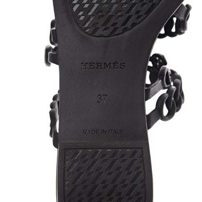 Hermes Rubber Chaine d'Ancre Nude Sandals 37 Black 7 of 8