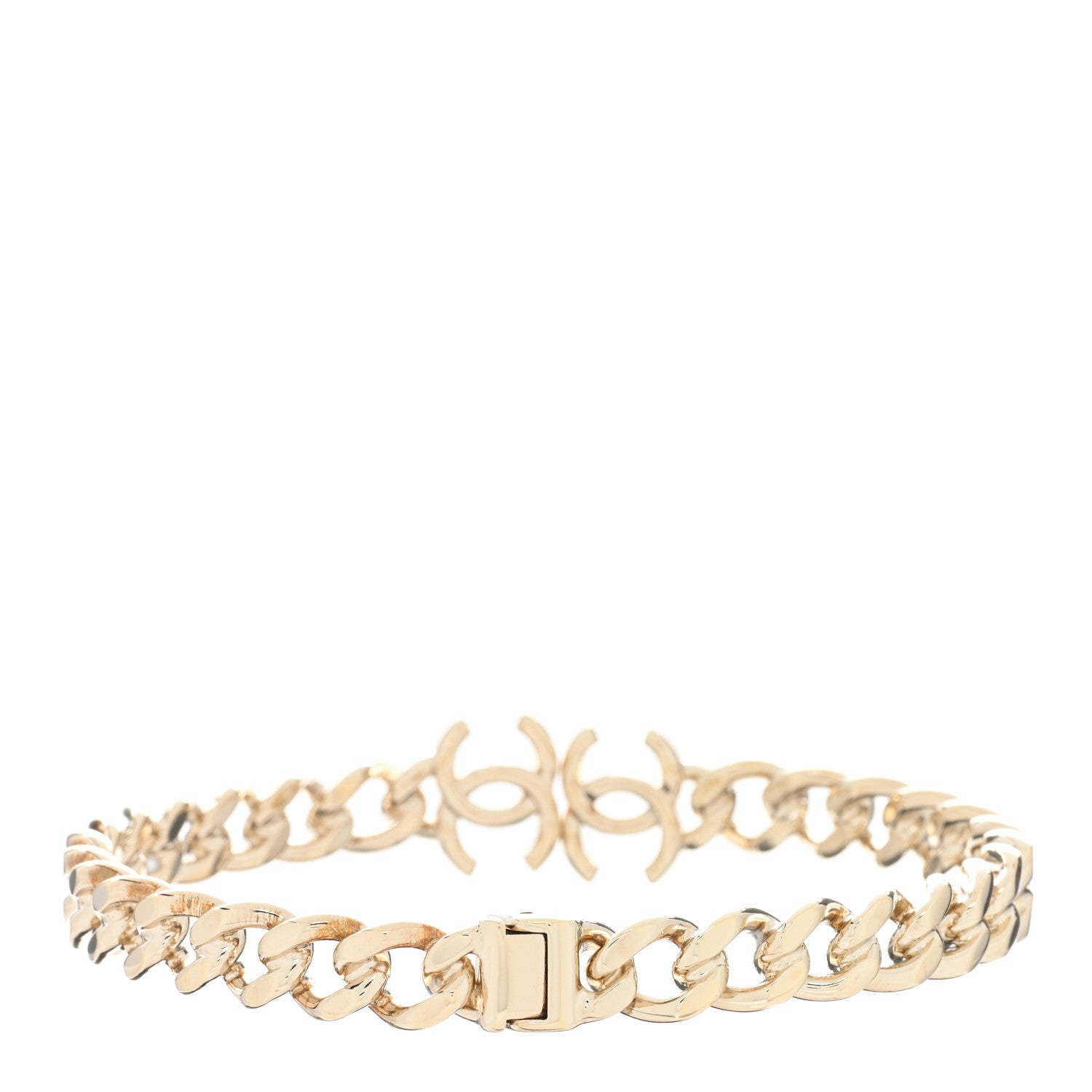 Chanel Metal CC Chain Link Choker Necklace M Gold 2 of 4