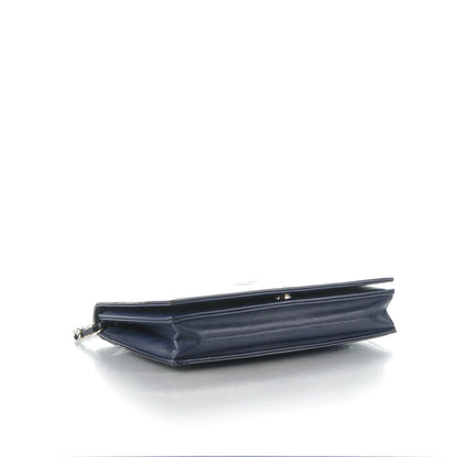 Chanel Patent Embossed CC Wallet On Chain WOC Blue 4 of 8