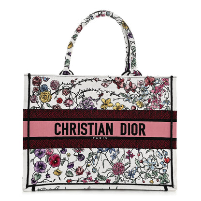 Christian Dior Canvas Embroidered Medium Florilegio Book Tote White Multicolor 1 of 10