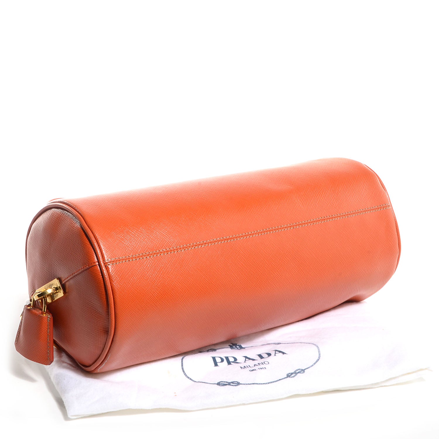 Prada Saffiano Lux Barrel Bag Papaya 4 of 9
