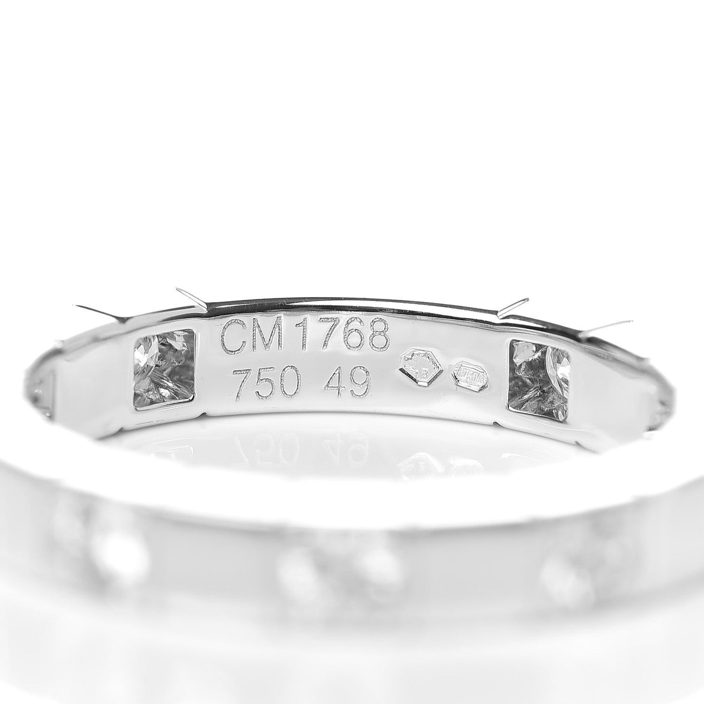 18K White Gold Diamond Lanieres Half Eternity Band Ring 49 5