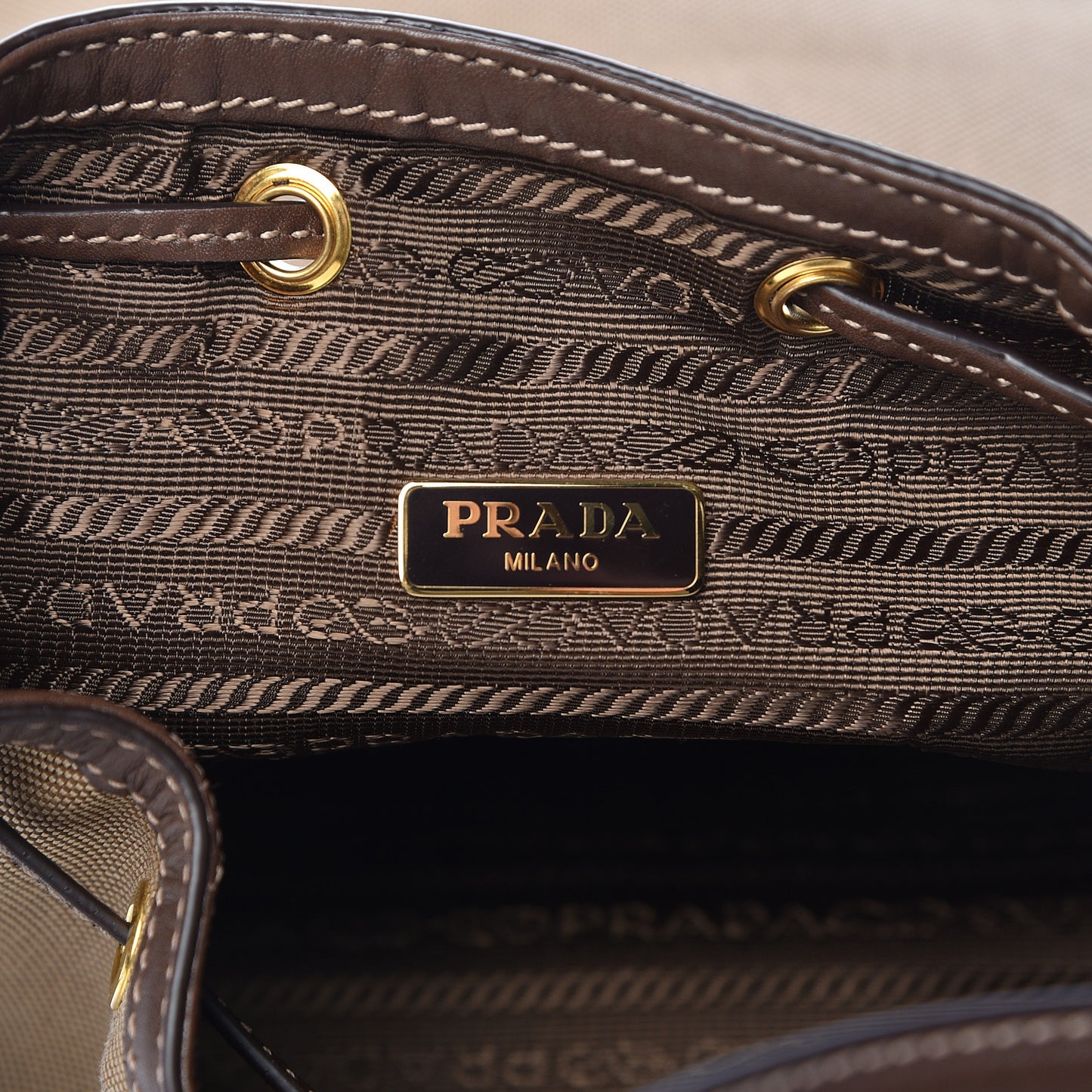 Jacquard Logo Mini Bucket Crossbody Bag Corda Bruciato