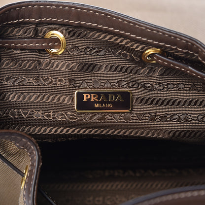 Prada Jacquard Logo Mini Bucket Crossbody Bag Corda Bruciato 6 of 9