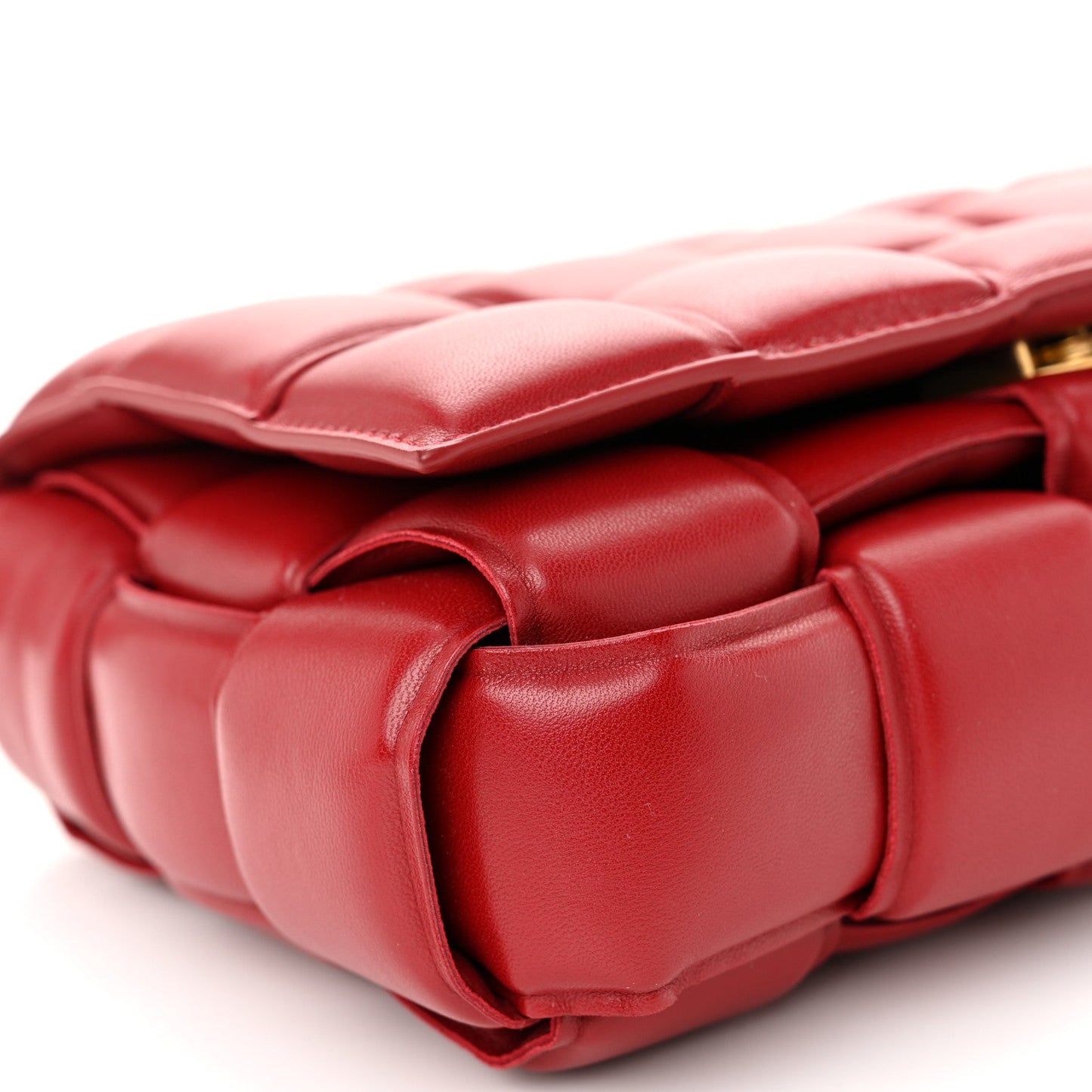 Nappa Maxi Intreccio Padded Cassette Crossbody Bag Dark Red