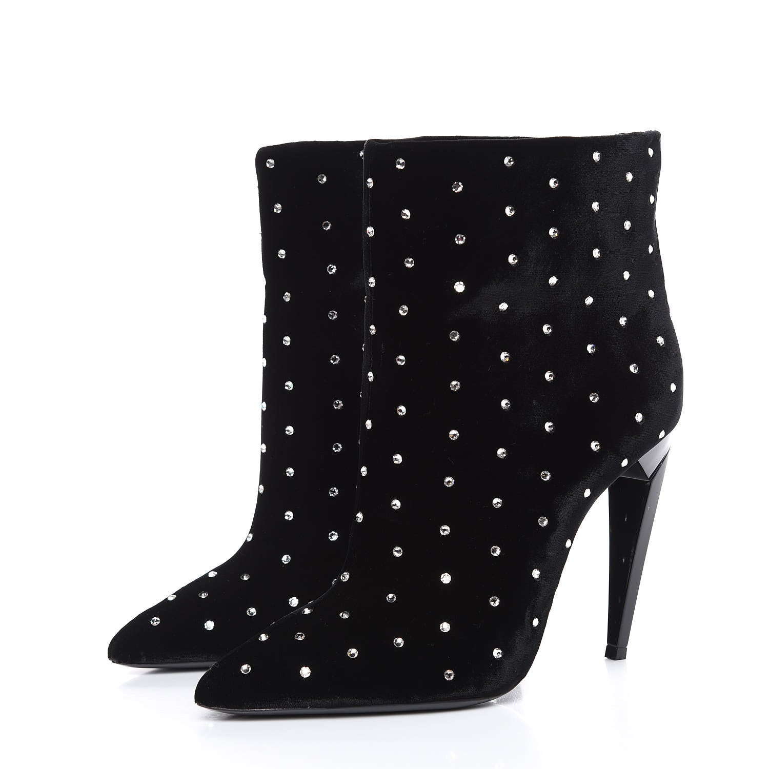Saint Laurent Velluto Master Crystal Strass Freja 105 Ankle Booties 38.5 Black 3 of 8