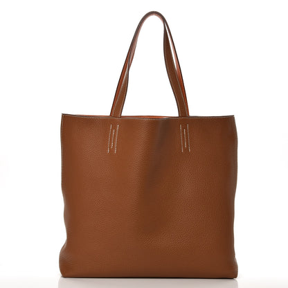 Hermes Taurillon Clemence Double Sens 36 Reversible Tote Orange Gold 4 of 12