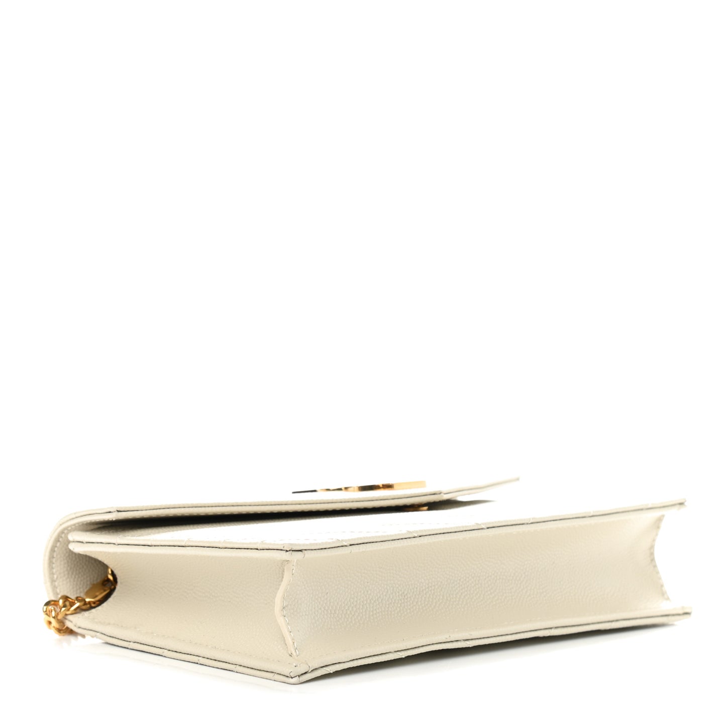 Grain De Poudre Matelasse Chevron Monogram Envelope Chain Wallet Optical White