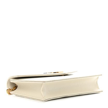 Saint Laurent Grain De Poudre Matelasse Chevron Monogram Envelope Chain Wallet Optical White 4 of 9
