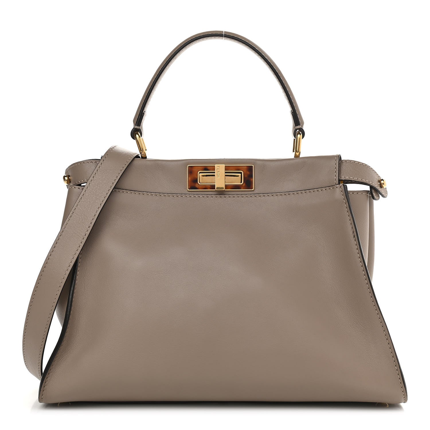 Fendi Vitello Seta Plexiglass Tortoise Medium Peekaboo Iconic Satchel Tortora 1 of 13