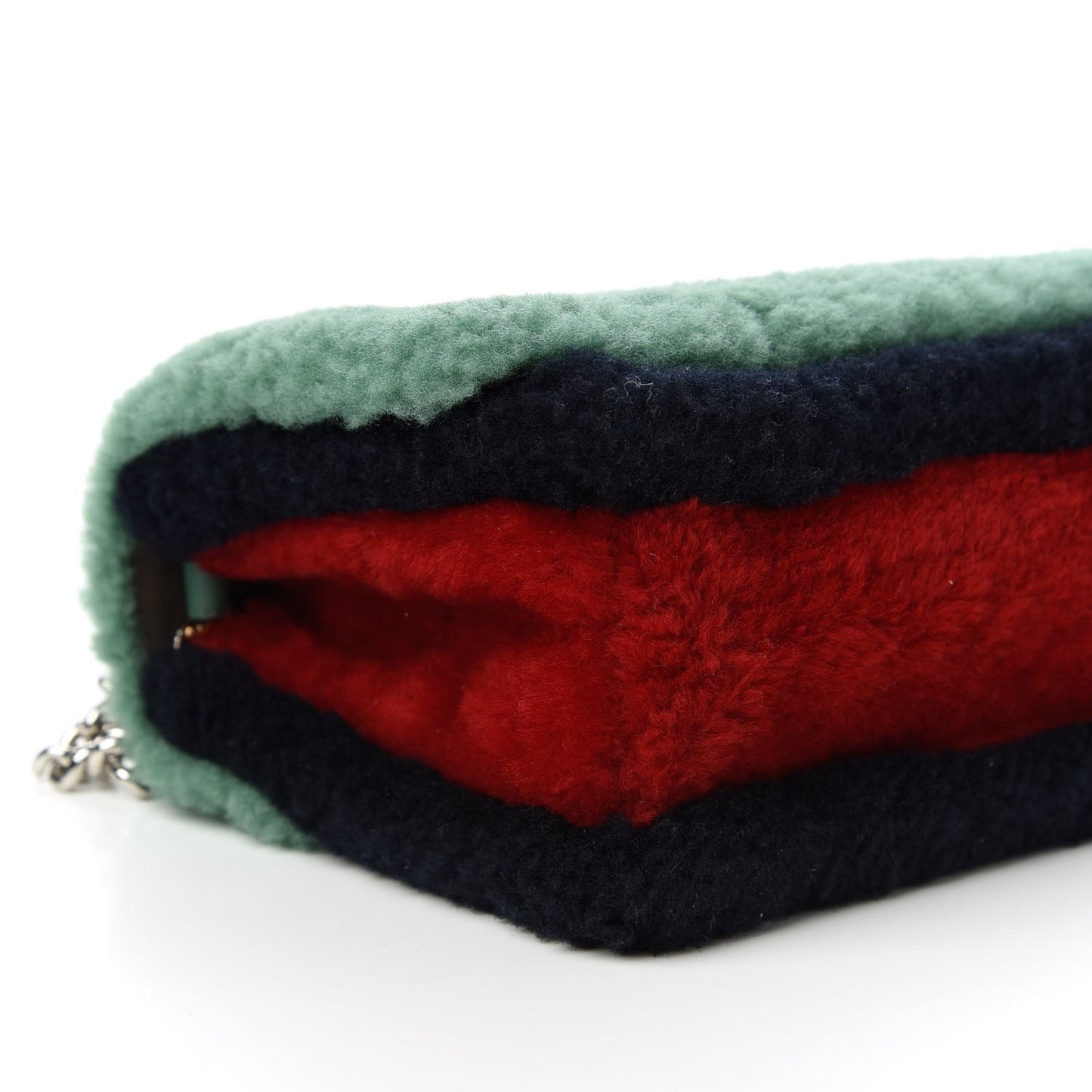 Shearling Vitello Century F is Fendi Small Kan I Shoulder Bag Verde Acqua Black Mosto