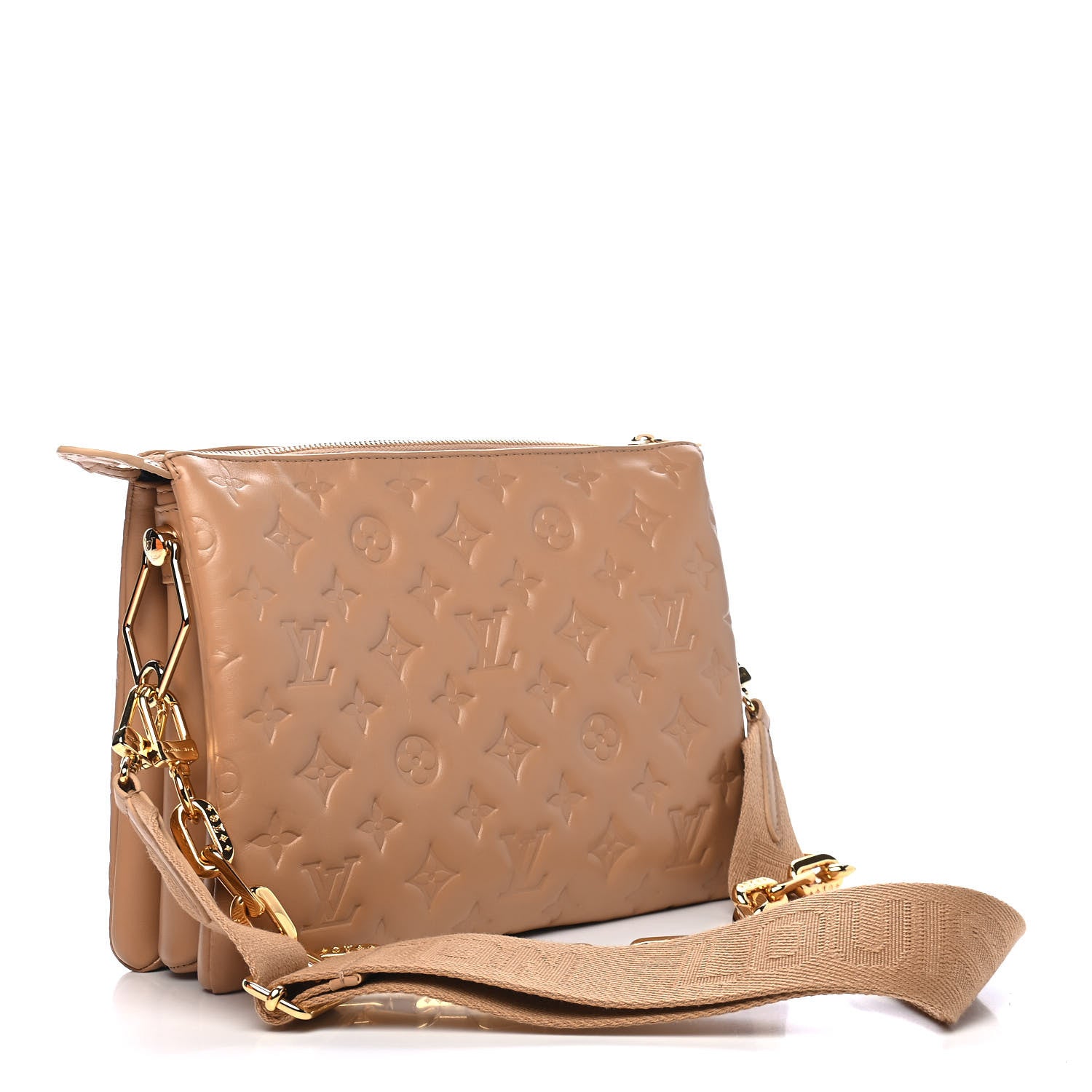 Louis Vuitton Lambskin Embossed Monogram Coussin PM Camel 2 of 8