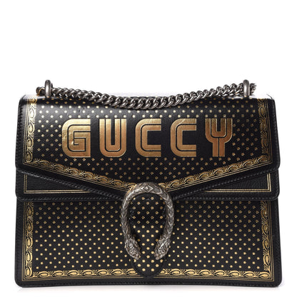 Gucci X SEGA Calfskin GUCCY Stars Medium Dionysus Shoulder Bag Black Gold 1 of 8