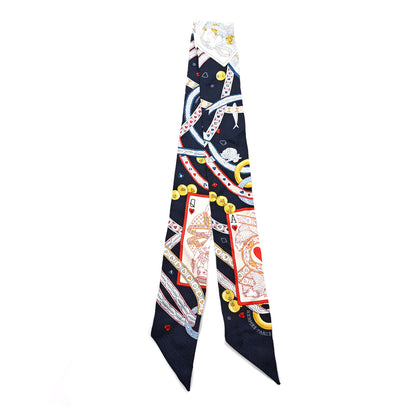 Hermes Silk Dame de Coeur Twilly Black Rouge Or 2 of 4