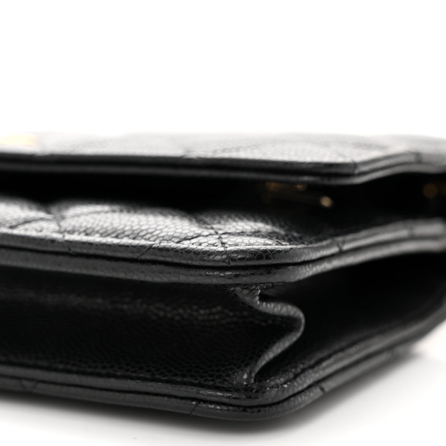 Caviar Quilted Twist Your Buttons Wallet On Chain WOC Black