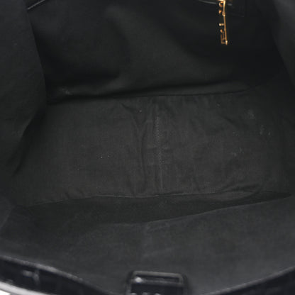 Versace Calfskin Crocodile Embossed Greca Goddess Tote Bag Black 5 of 13