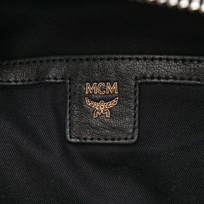 MCM Metallic Visetos Medium Fox Fur Insignia Side Stud Stark Backpack Silver Black 6 of 11