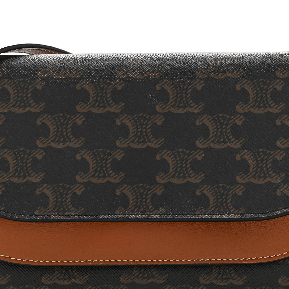 Celine Triomphe Canvas Lambskin Wallet On Strap Tan 10 of 12