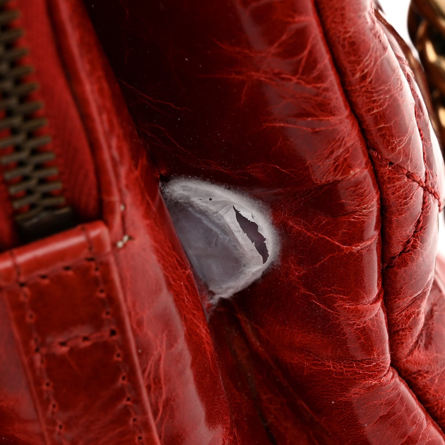 Glazed Crackled Calfskin Small Reissue Tote Red
