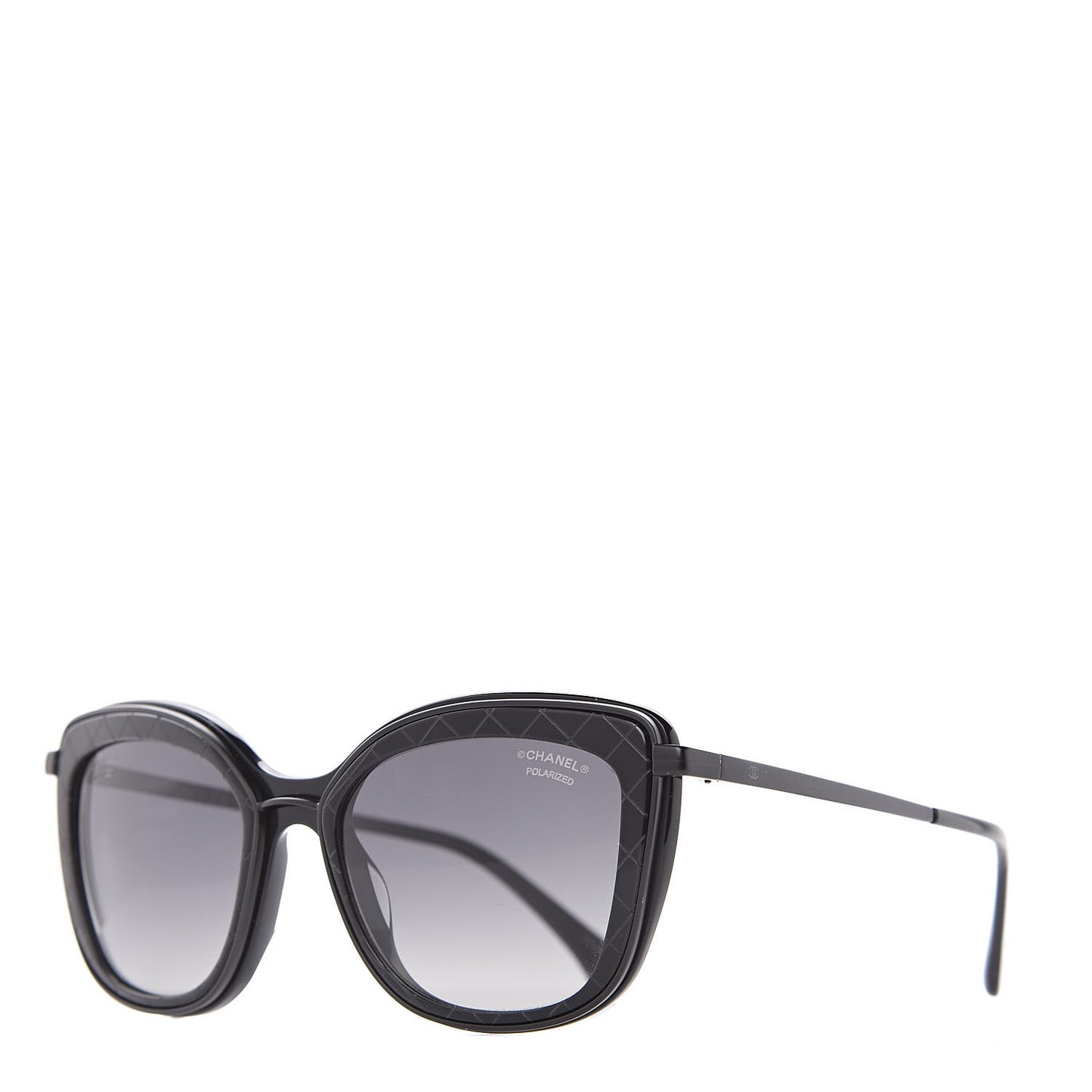 Acetate Polarized Quilted Metal Butterfly Sunglasses 4238-A Black