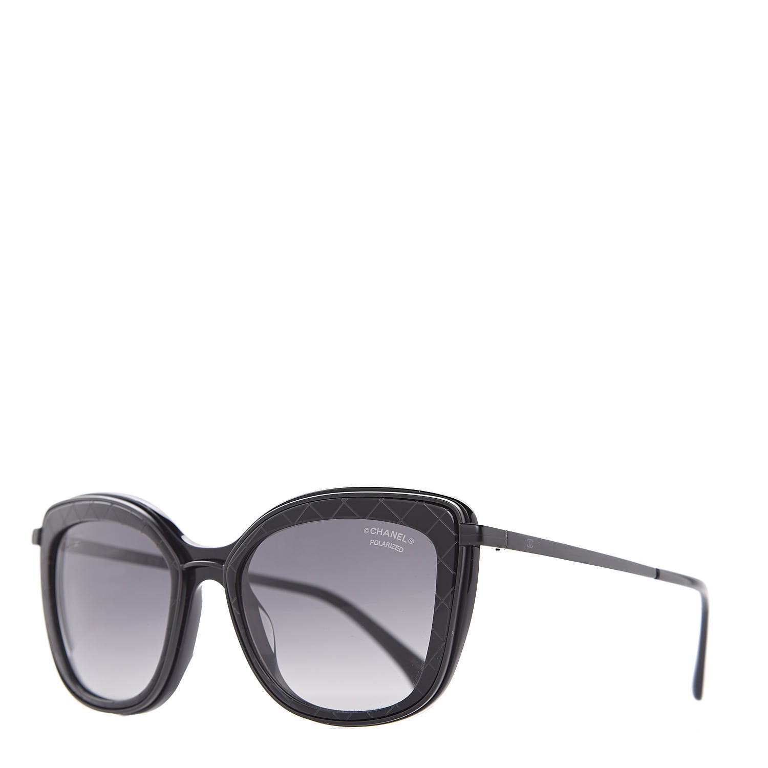 Chanel Acetate Polarized Quilted Metal Butterfly Sunglasses 4238-A Black 1 of 9