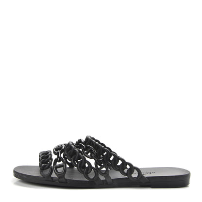 Hermes Rubber Chaine d'Ancre Nude Sandals 36 Black 1 of 8