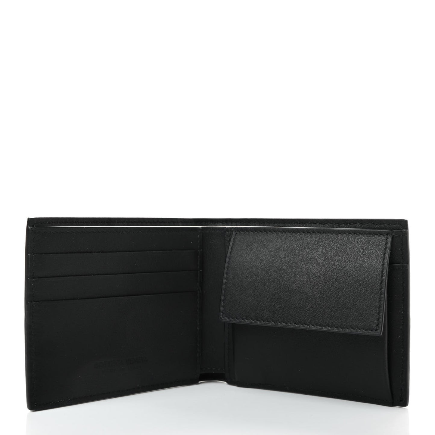 Calfskin Intrecciato Bi-Fold Wallet Black