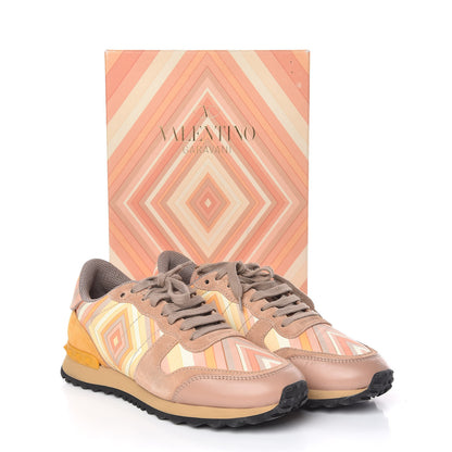 Valentino Garavani Suede Calfskin Native Couture 1975 Womens Rockrunner Sneakers 38.5 Multicolor 12 of 12