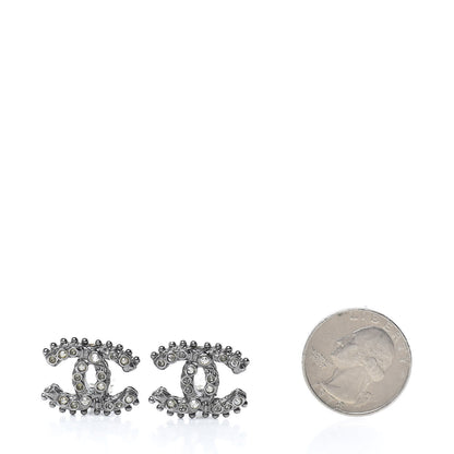 Chanel Crystal CC Earrings Ruthenium Dark Grey 2 of 5
