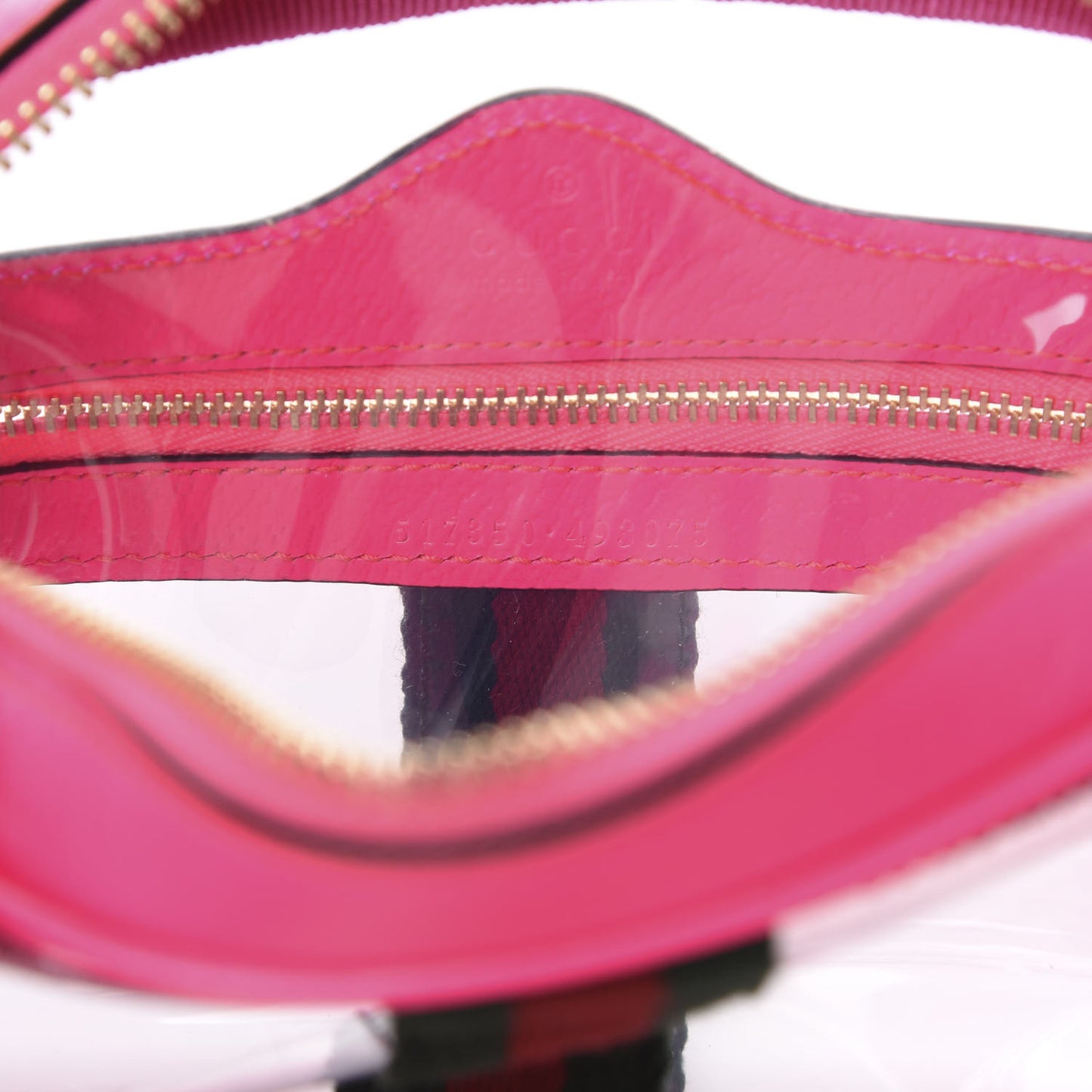 Vinyl Web Mini Ophidia Transparent Shoulder Bag Fluorescent Fuchsia