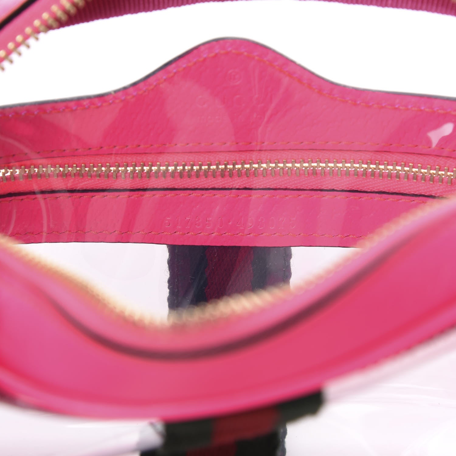 Gucci Vinyl Web Mini Ophidia Transparent Shoulder Bag Fluorescent Fuchsia 6 of 9