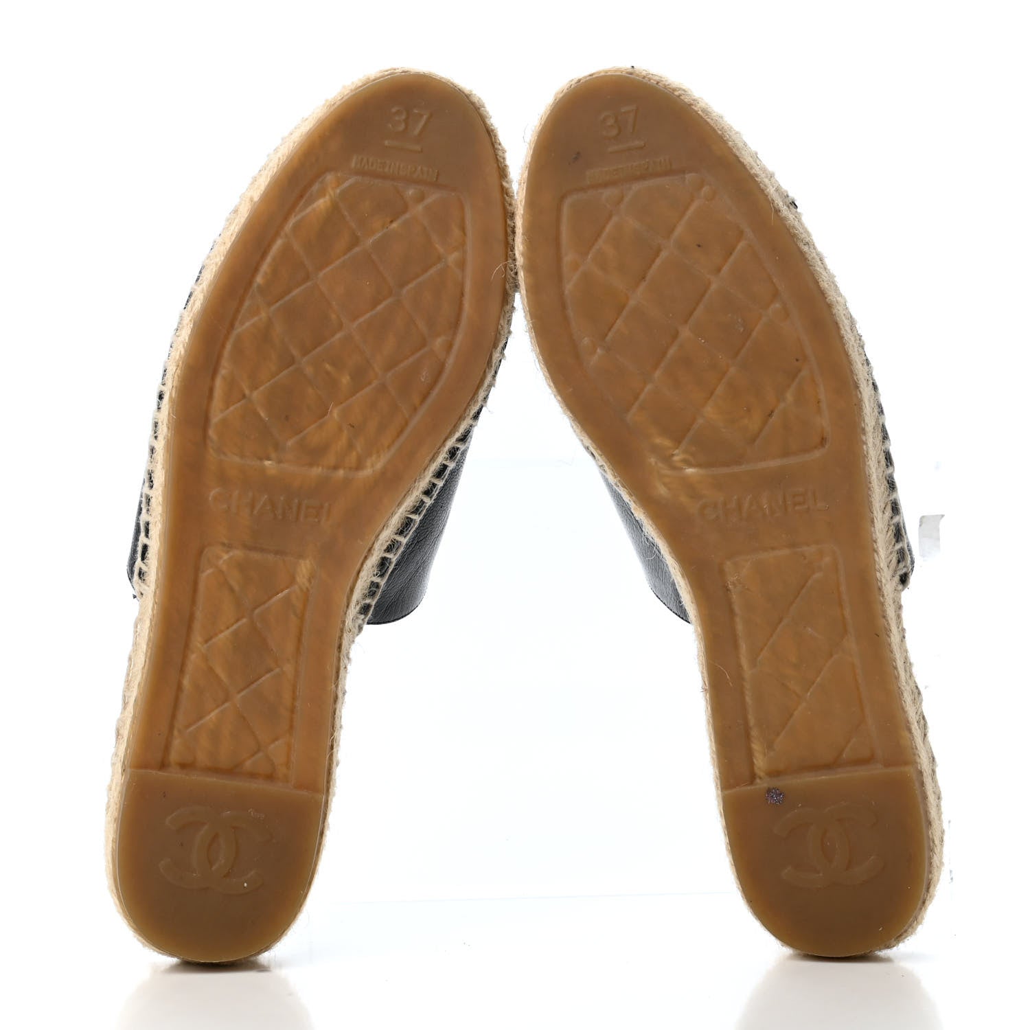 Chanel Iridescent Goatskin Patent CC Espadrille Mules 37 Black 4 of 4