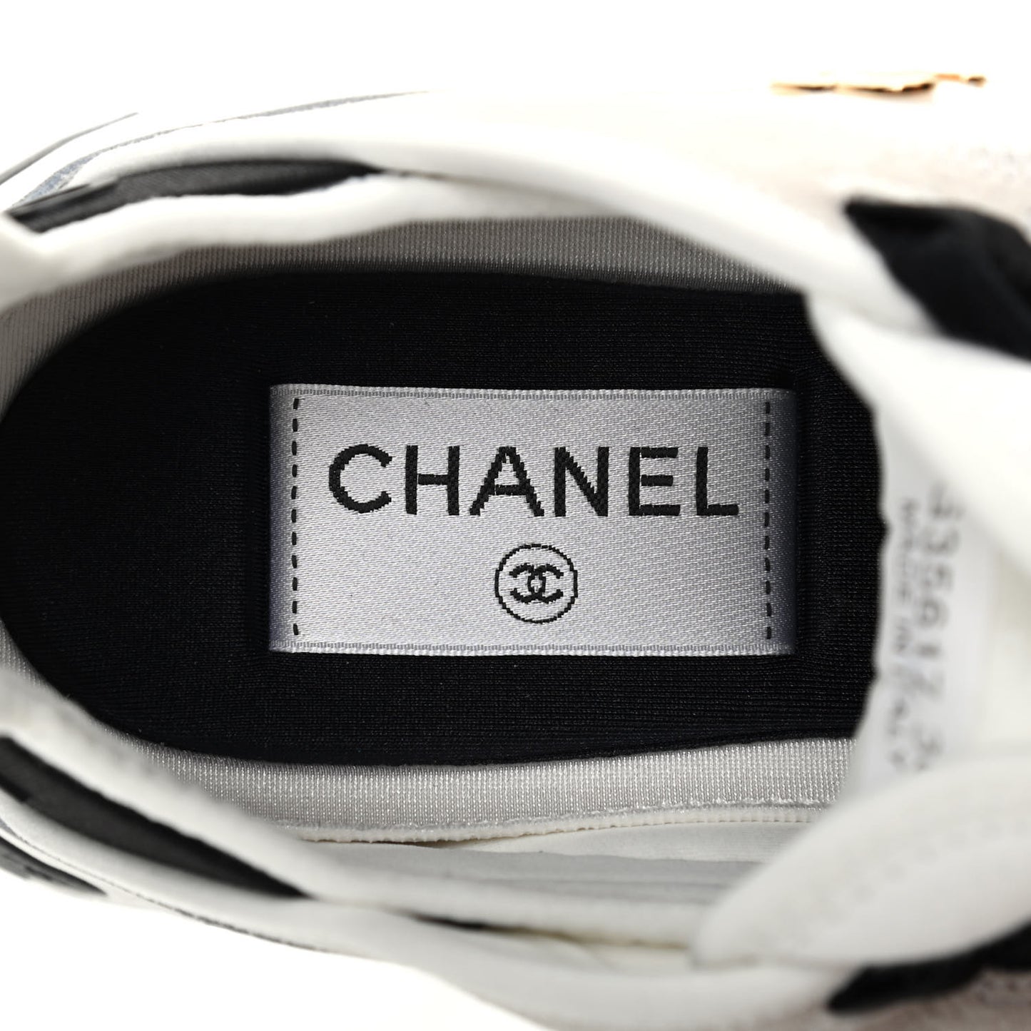 Velvet Calfskin Mixed Fibers CC Sneakers 36.5 Ivory Black