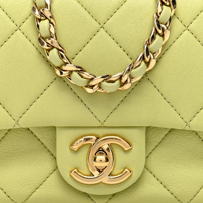 Chanel Lambskin Metal Quilted Mini Top Handle Square Flap Green Light Green 7 of 10