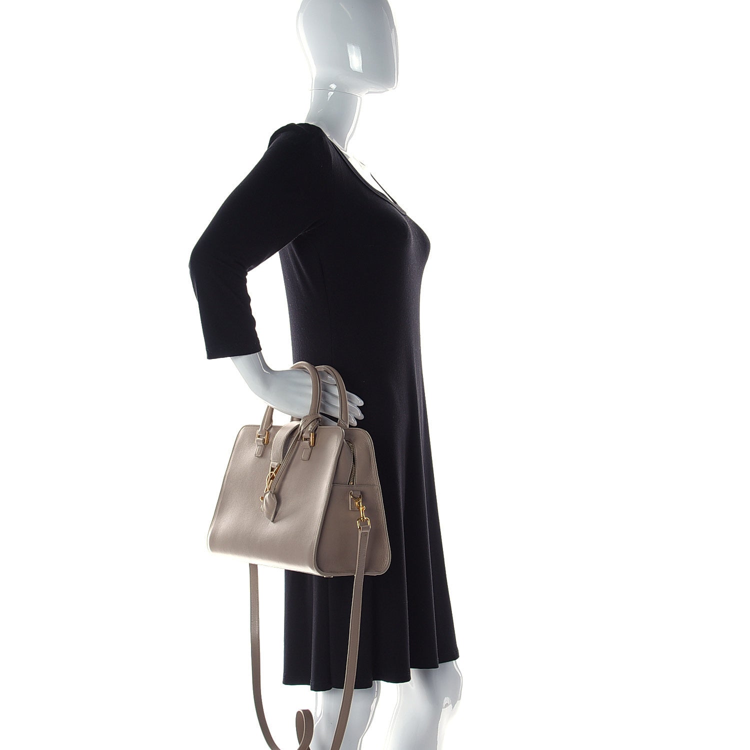 Saint Laurent Calfskin Small Monogram Cabas Dark Beige 2 of 12