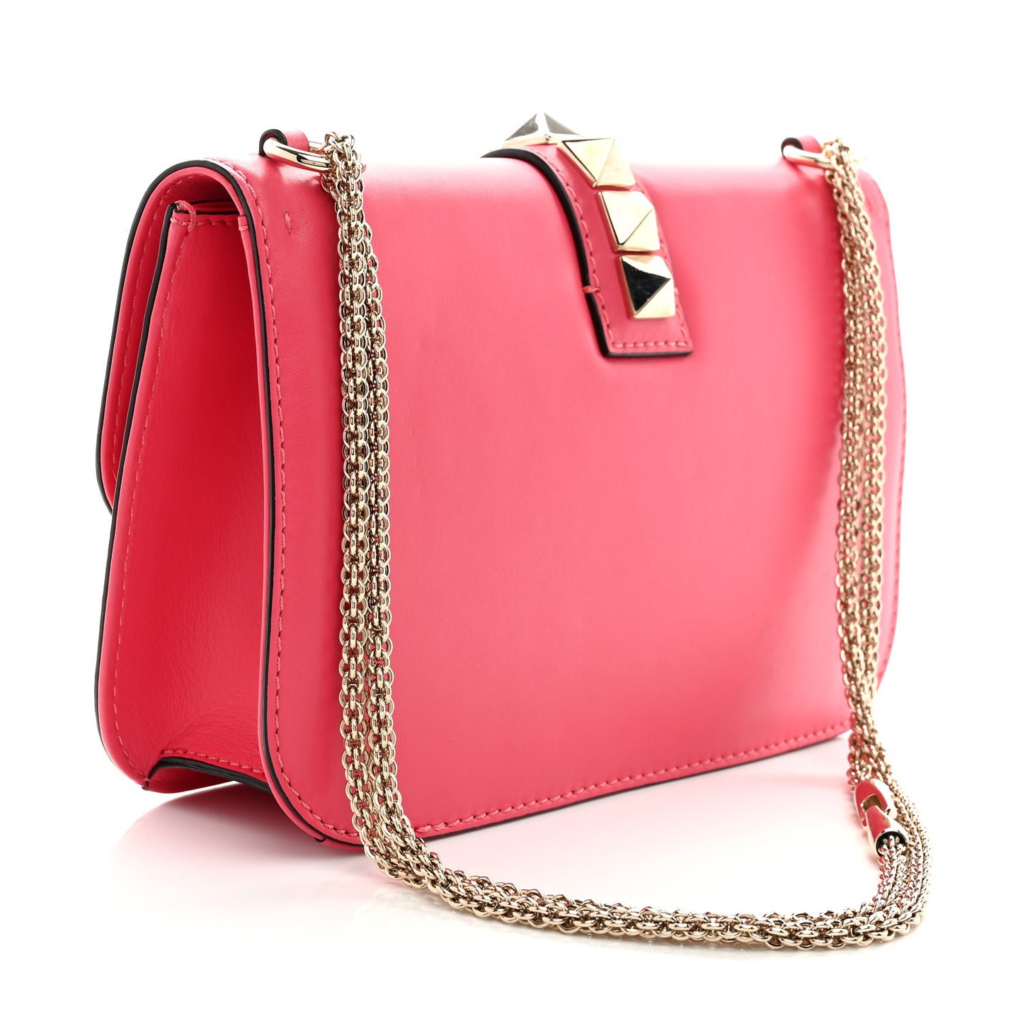 Vitello Medium Glam Lock Rockstud Flap Deep Rose