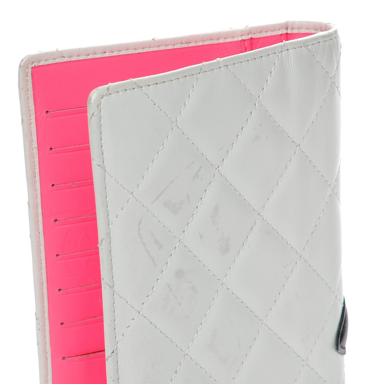 Chanel Calfskin Quilted Cambon Yen Wallet White Black 8 of 9