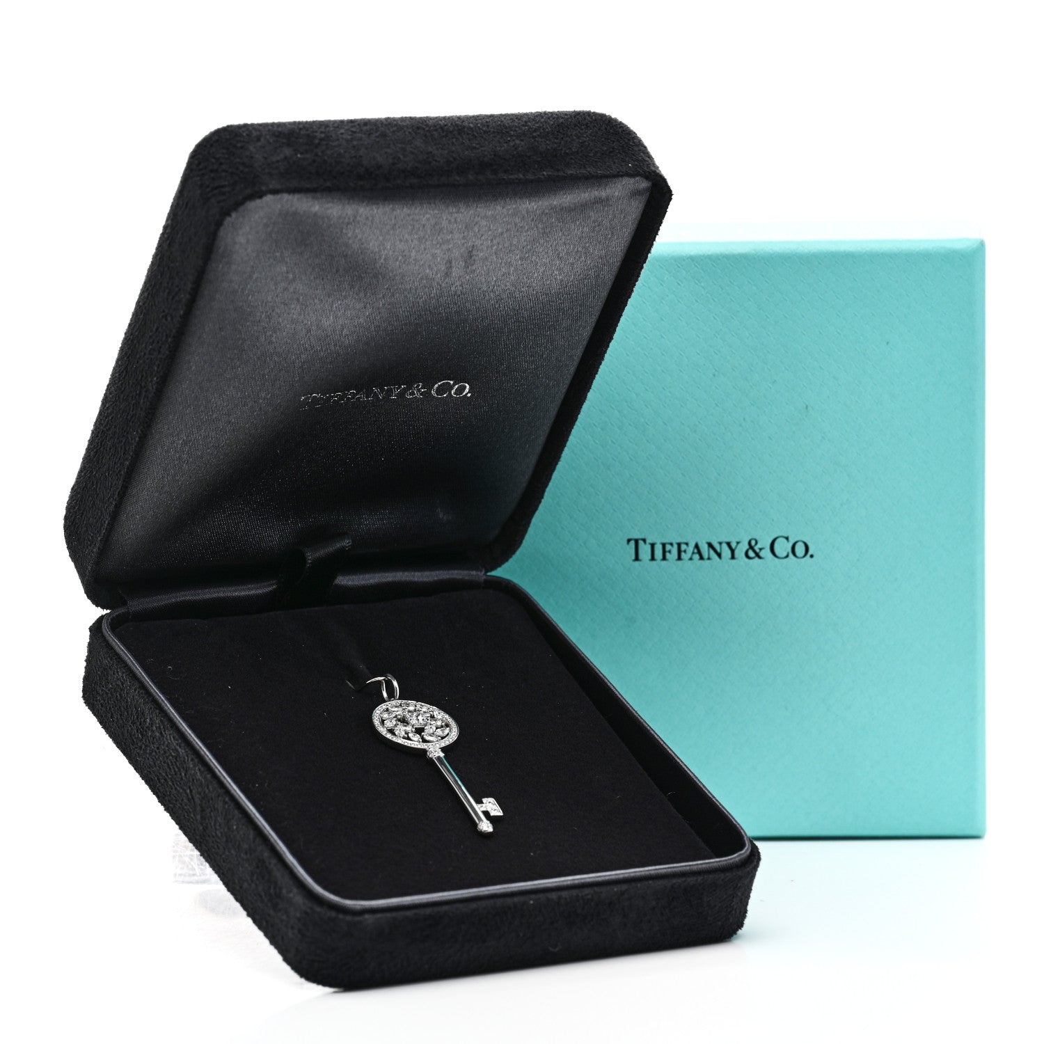 Tiffany Platinum Diamond Victoria Vine Key Pendant 5 of 5