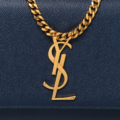 Saint Laurent Grain De Poudre Small Classic Monogram Kate Satchel Denim Blue 7 of 9
