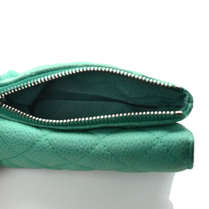 Chanel Iridescent Caviar Quilted Flap Zip Card Holder Green 5 of 11