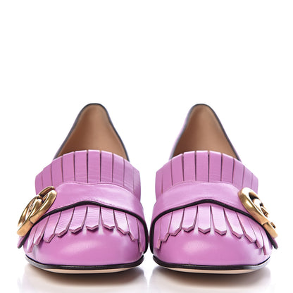 Gucci Malaga Kid GG Marmont Fringe 50mm Loafer Pumps 35.5 Candy Mousse 2 of 10