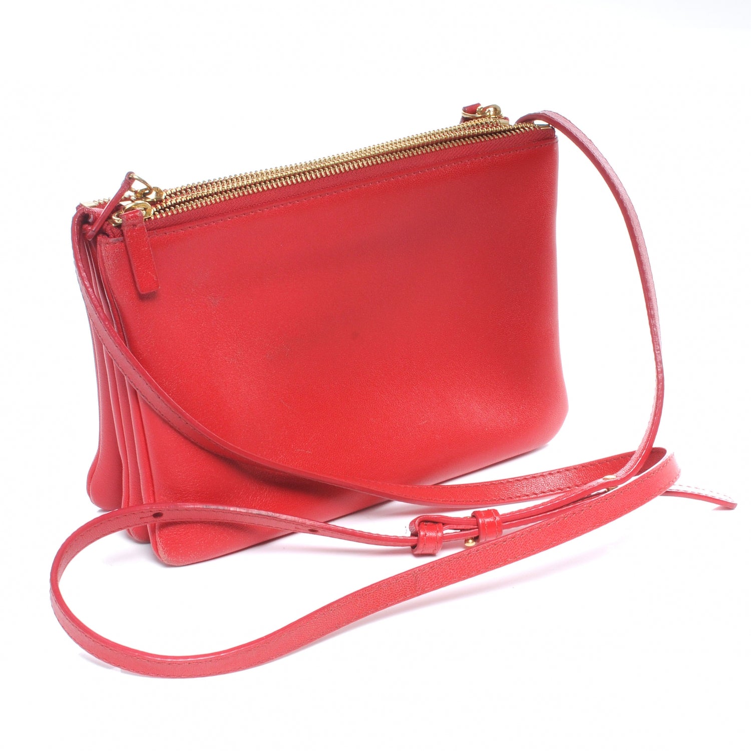 Celine Leather Trio Crossbody Bag Red 3 of 7
