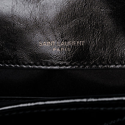 Saint Laurent Crinkled Calfskin Matelasse Monogram Baby Niki Chain Satchel Black 7 of 13