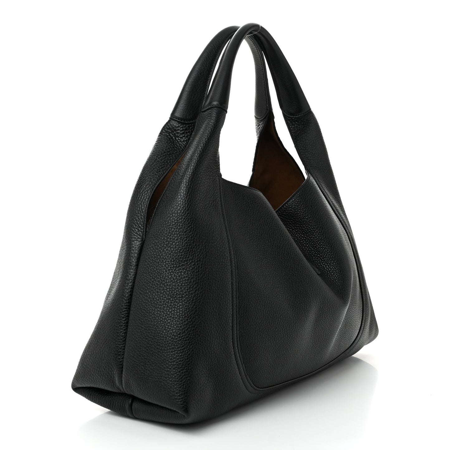 Grained Calfskin Softbit Maxi Shoulder Bag Black