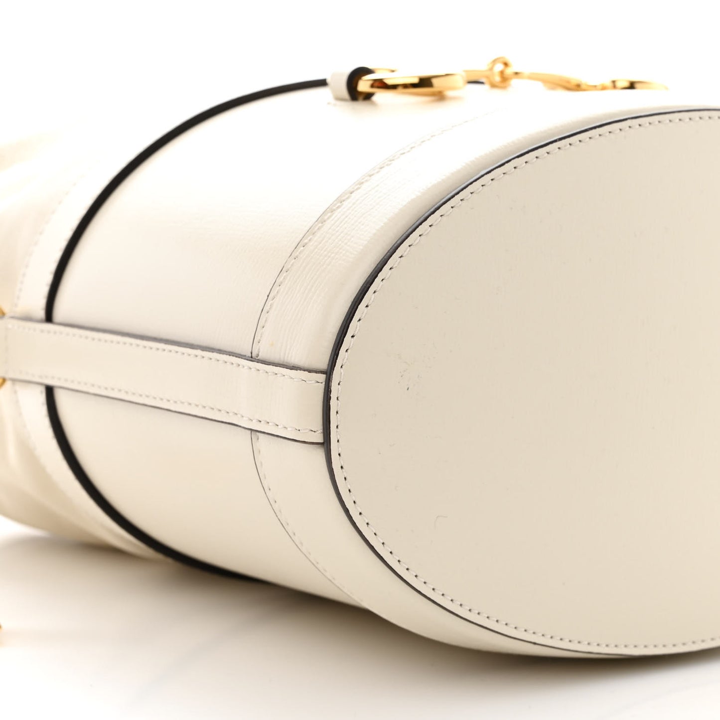Azalea Sakai Calfskin Horsebit 1955 Drawstring Bucket Bag Mystic White
