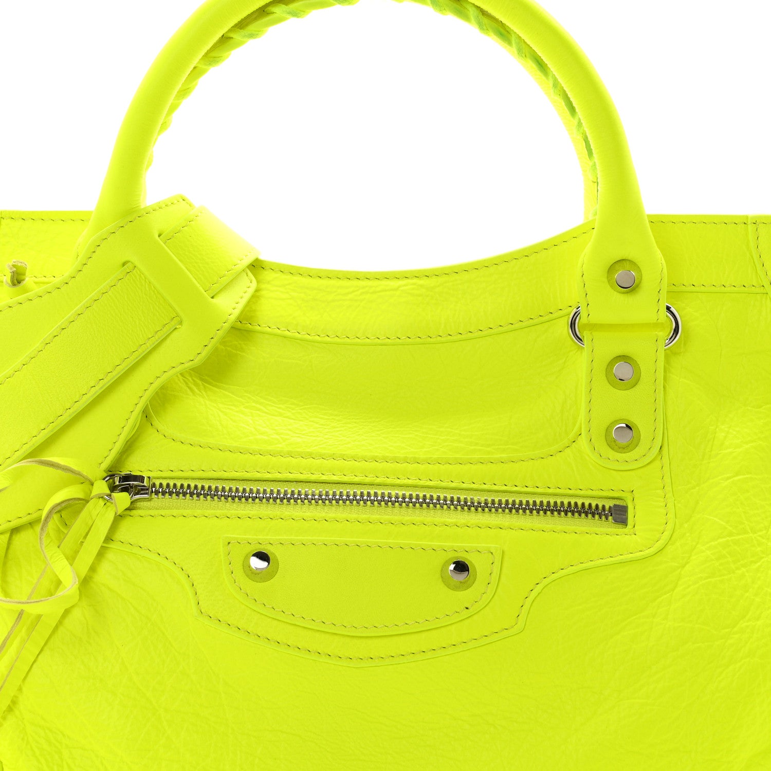 Balenciaga Agneau Classic Silver Hardware City Jaune Fluo 9 of 11