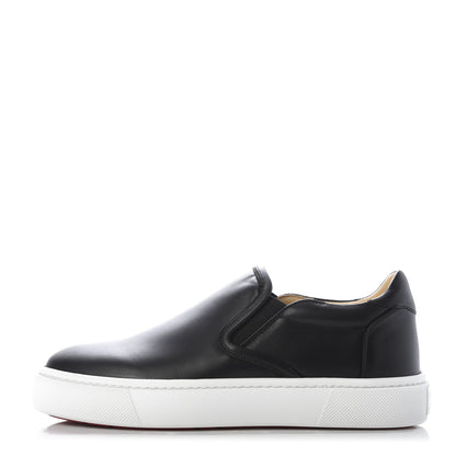 Christian Louboutin Calfskin Slip On Flat Sneakers 39.5 Black 1 of 8