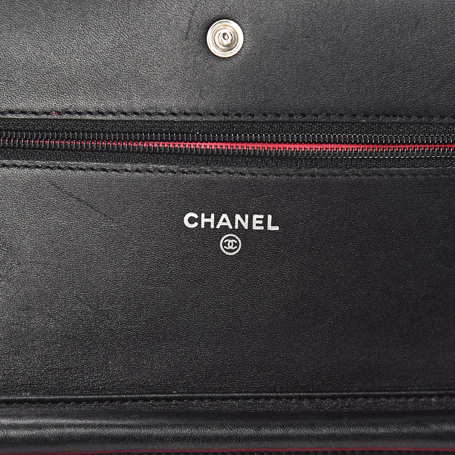 Calfskin Quilted Cambon Wallet On Chain WOC Black